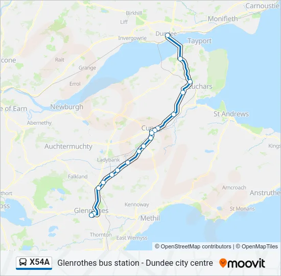 X54A Bus Line Map