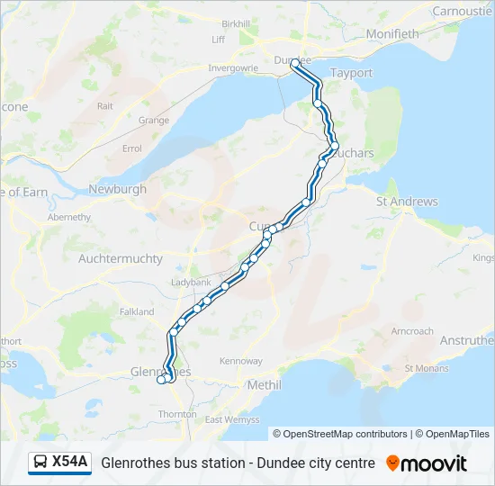 X54A Bus Line Map
