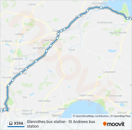 X59A Bus Line Map