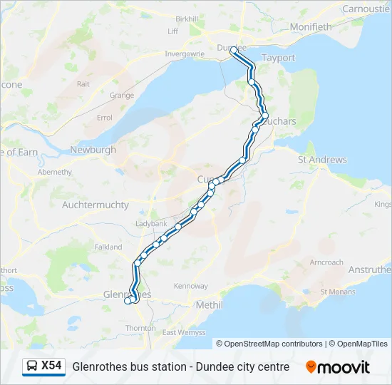 X54 Bus Line Map
