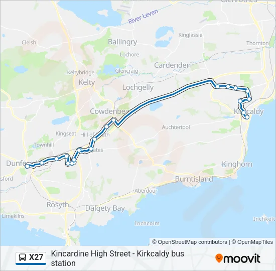 X27 Bus Line Map