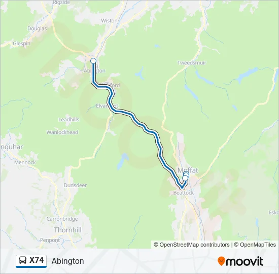 X74 Bus Line Map