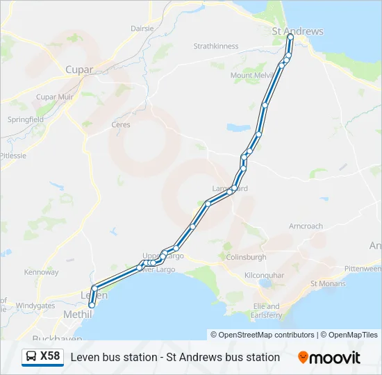 X58 Bus Line Map