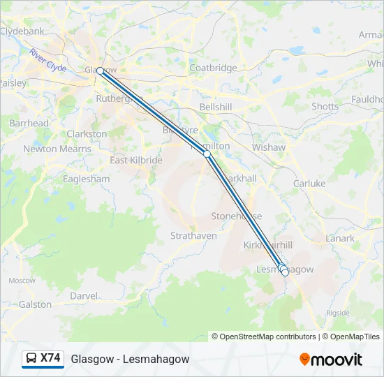 X74 Bus Line Map