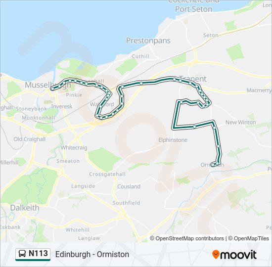 N113 bus Line Map