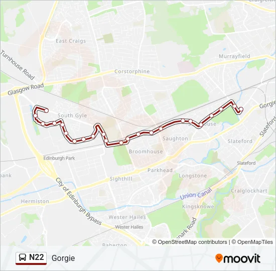 N22 Bus Line Map