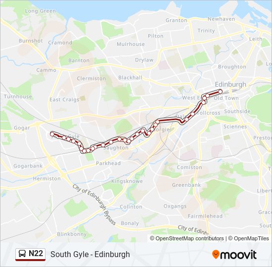 N22 bus Line Map