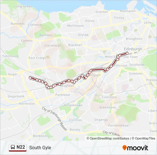 N22 Bus Line Map