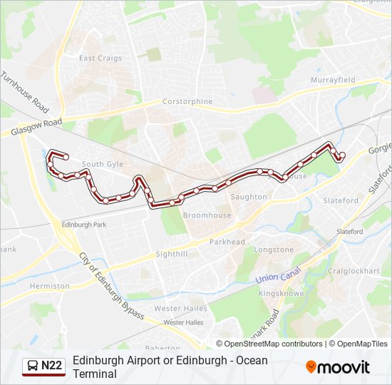 N22 bus Line Map