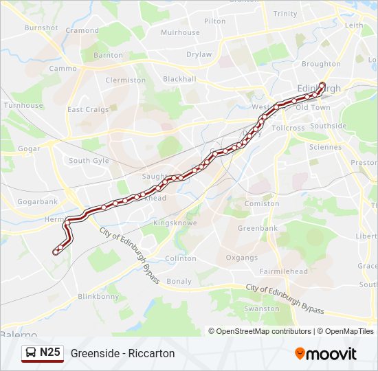 N25 Bus Line Map