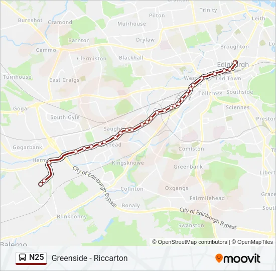 N25 Bus Line Map