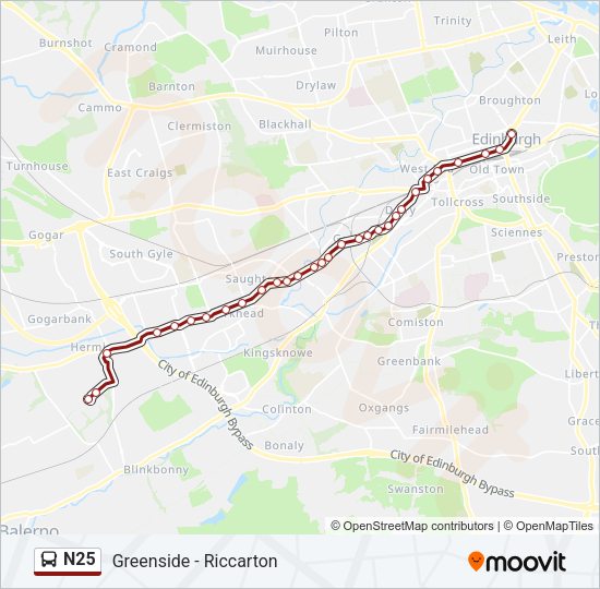 N25 Bus Line Map
