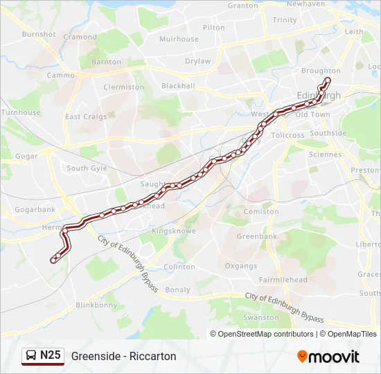 N25 Bus Line Map
