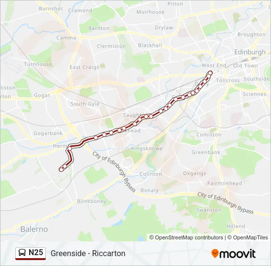N25 Bus Line Map