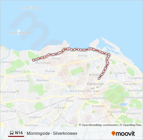 N16 Bus Line Map