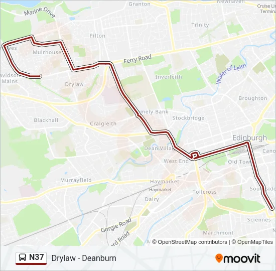 N37 Bus Line Map