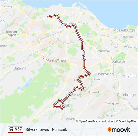 N37 bus Line Map