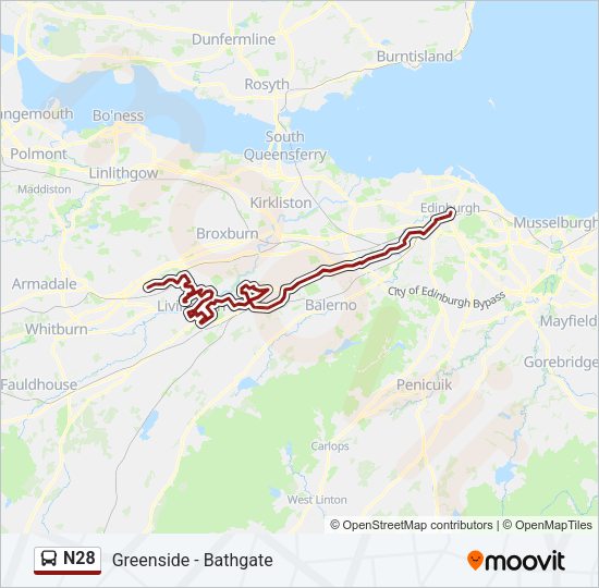 N28 Bus Line Map