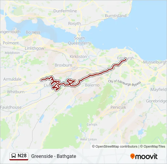 N28 Bus Line Map