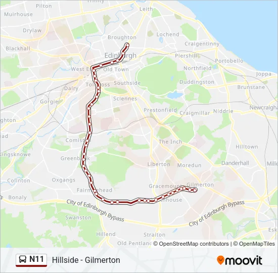N11 Bus Line Map