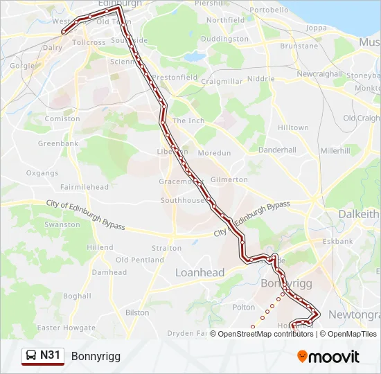 N31 Bus Line Map