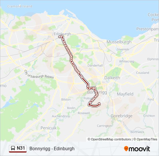 N31 bus Line Map