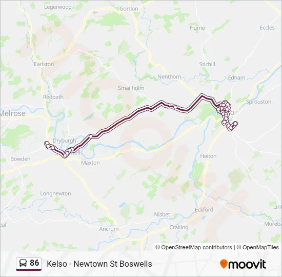 86 Route - Kelso - Newtown St Boswells: Schedules, Stops & Maps (Updated)