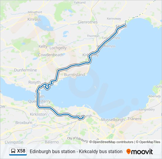 X58 bus Line Map