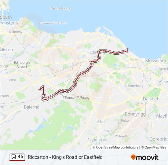 Bus 45 Route Map 45 Route: Schedules, Stops & Maps - Craigentinny (Updated)