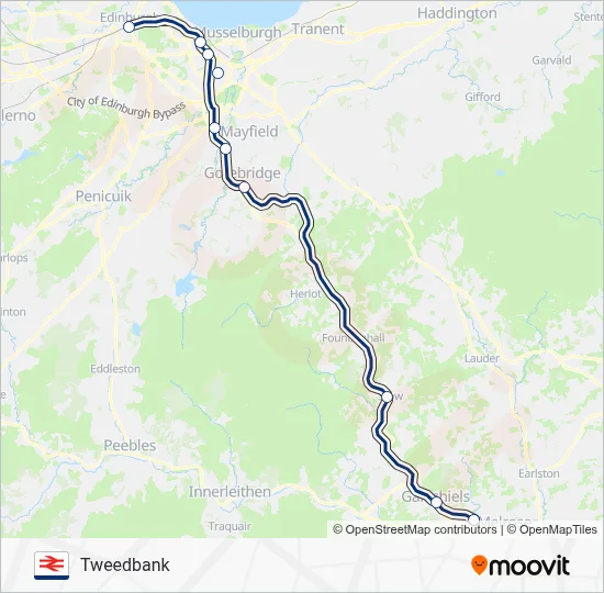 SCOTRAIL Route: Schedules, Stops & Maps - Tweedbank (Updated)