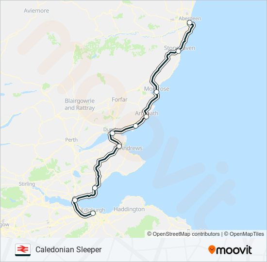 CALEDONIAN SLEEPER train Line Map