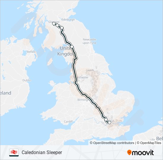 CALEDONIAN SLEEPER train Line Map