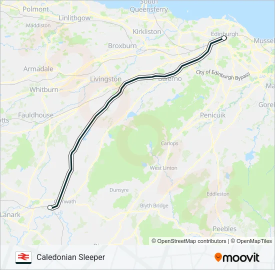 CALEDONIAN SLEEPER Train Line Map