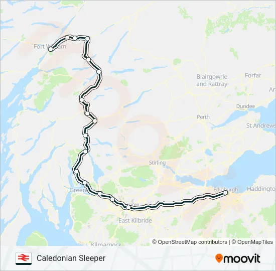 CALEDONIAN SLEEPER Train Line Map