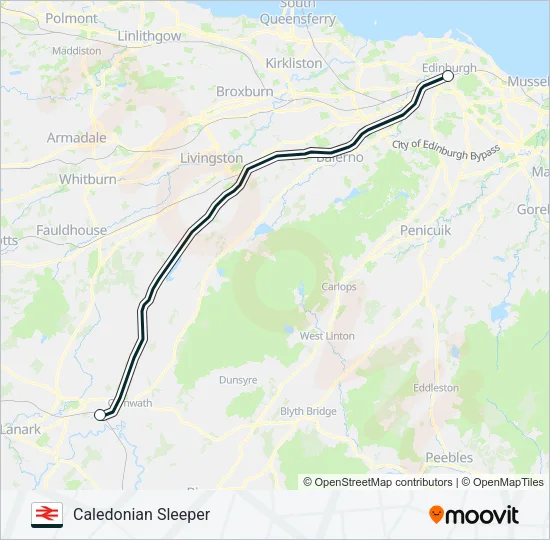 CALEDONIAN SLEEPER Train Line Map