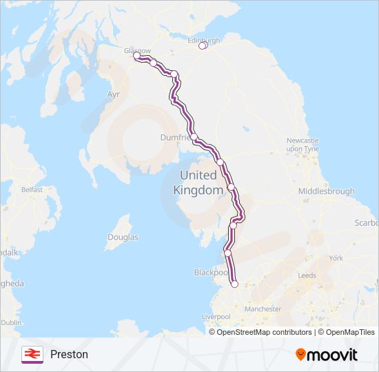 TRANSPENNINE EXPRESS Train Line Map