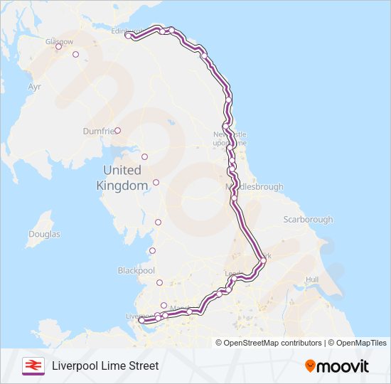 TRANSPENNINE EXPRESS Train Line Map