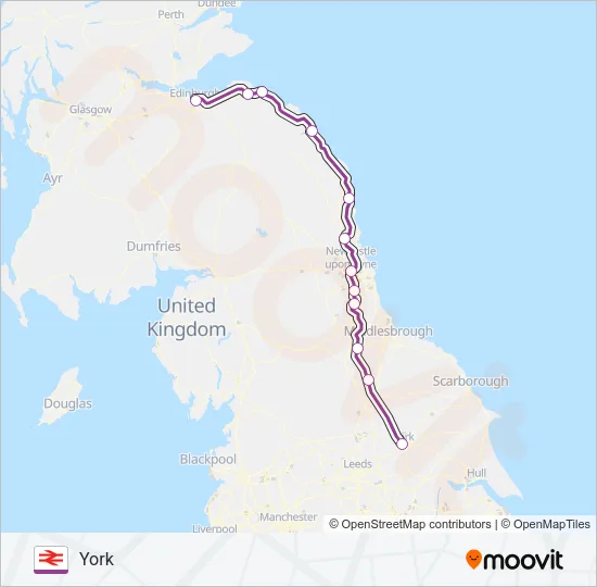 TRANSPENNINE EXPRESS Train Line Map