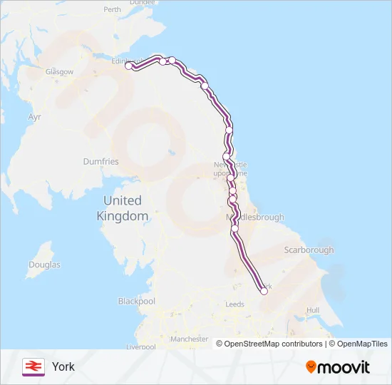 TRANSPENNINE EXPRESS Train Line Map