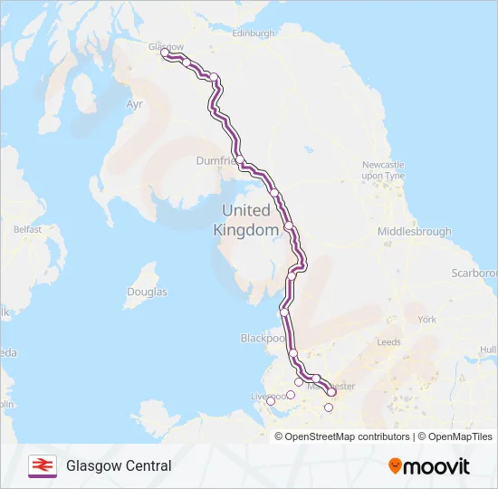 TRANSPENNINE EXPRESS Train Line Map