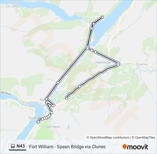 N43 bus Line Map