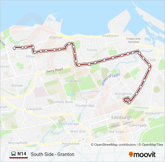 N14 Bus Line Map