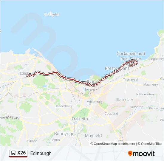 X26 Bus Line Map