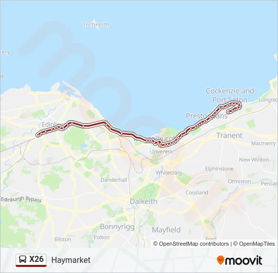 X26 Bus Line Map