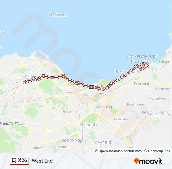 X26 Bus Line Map