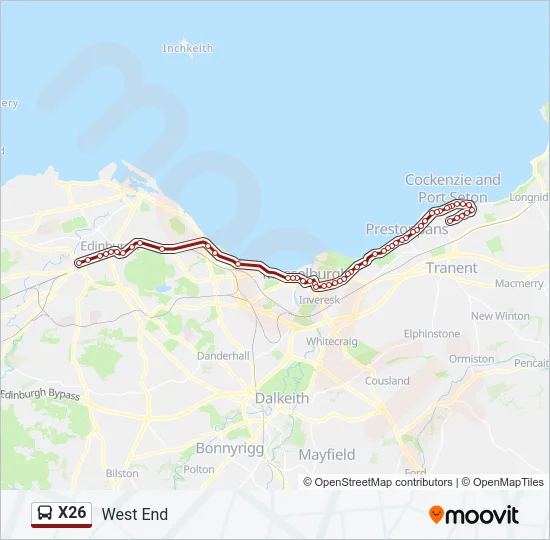 X26 Bus Line Map