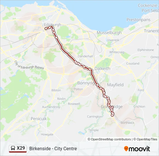 X29 Bus Line Map