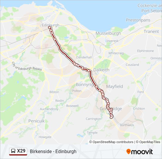 X29 Bus Line Map