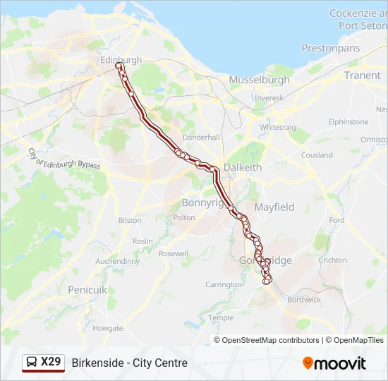 X29 Bus Line Map
