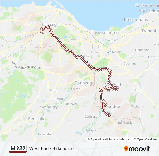 X33 Bus Line Map